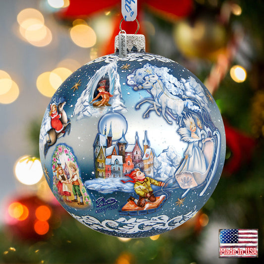 Limited Edition, Oversized Snow Queen Ball Glass Ornament, Christmas Decor - 73852 by G. DeBrekht