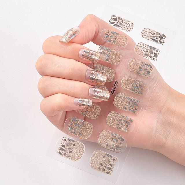 Glitter Series Shiny Manicure Decoration Designed Nail Art Stickers Nail Decoration Nail Wraps Shiny Tattoos Kids Nails Art Decoration Nail Strips Shiny French Tip Guides Stickers French Nail Stickers Form Fringe Guides