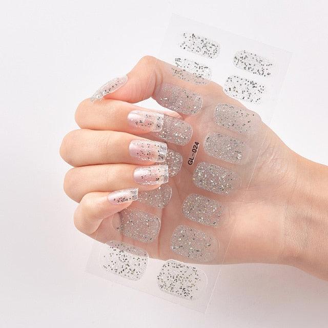 Glitter Series Shiny Manicure Decoration Designed Nail Art Stickers Nail Decoration Nail Wraps Shiny Tattoos Kids Nails Art Decoration Nail Strips Shiny French Tip Guides Stickers French Nail Stickers Form Fringe Guides