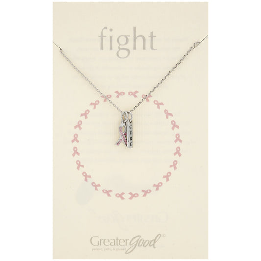 Pink Ribbon Cure Pewter Necklace