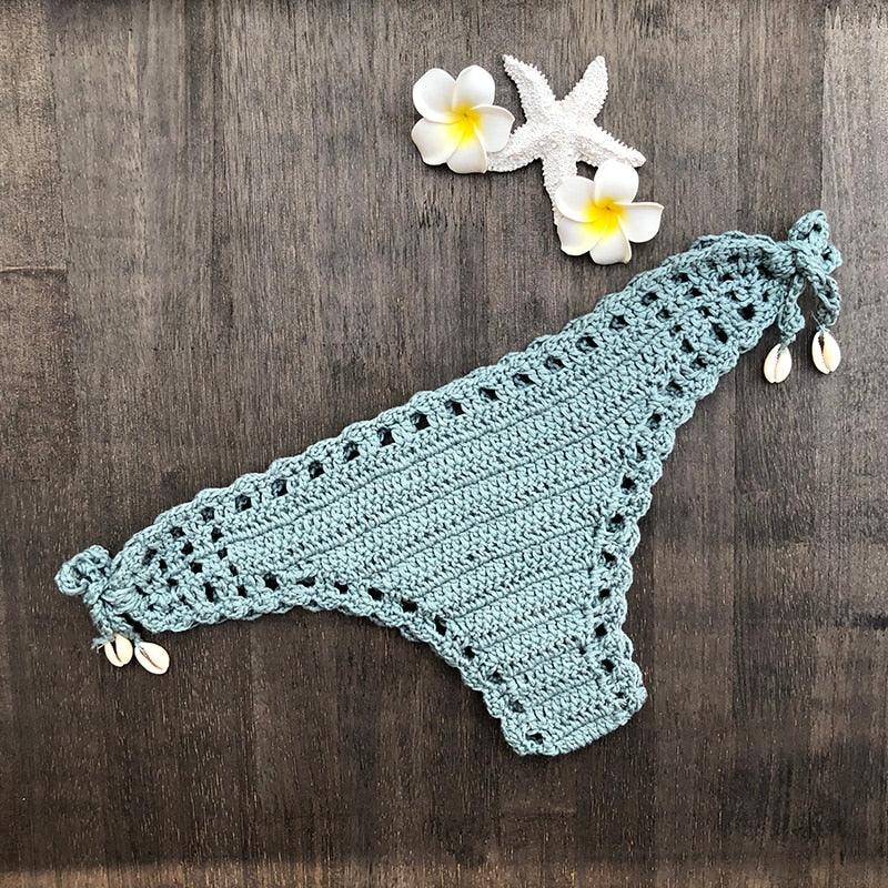Handmade Vintage Crochet Bikinis Knitted Cotton Swimwear Women's Crochet Swimsuit Two Pieces Bathing Suits Bikini Swimsuit Top Bottom Bandage Modern Women Beachwear For Summer