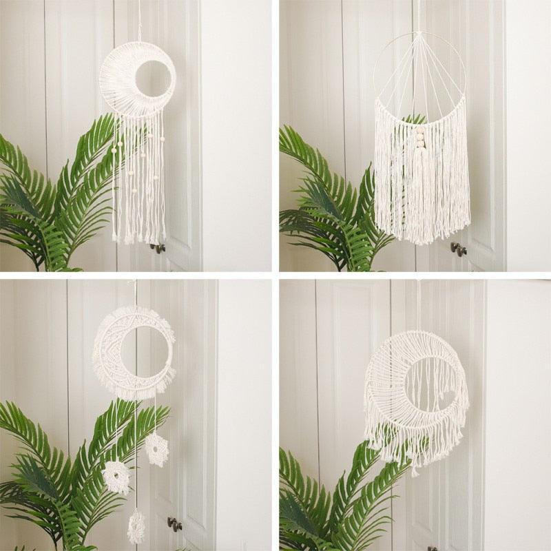 Handmade Wall Art Home Wall Decor Woven Hanging Tapestry Tassel Wind Chimes Wall Hanging Ornaments  Hand Macrame Wall  For Wall Wedding Living Room Gallery Patio Apartment Yard Decor