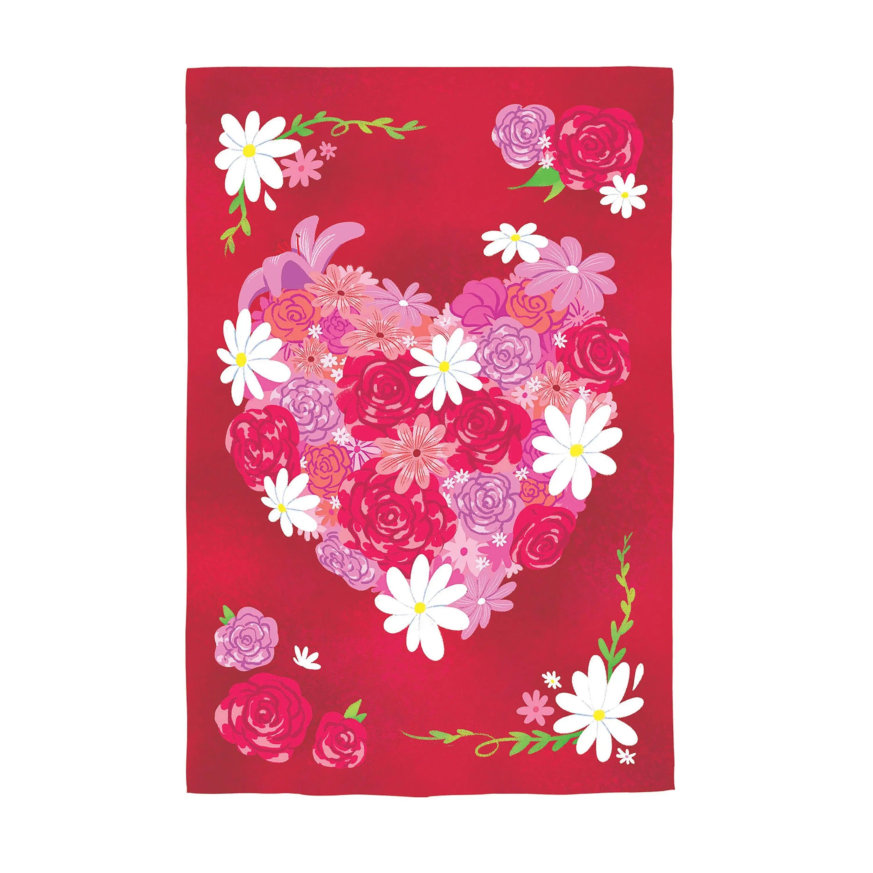 Heart A Flutter Floral Applique House Flag