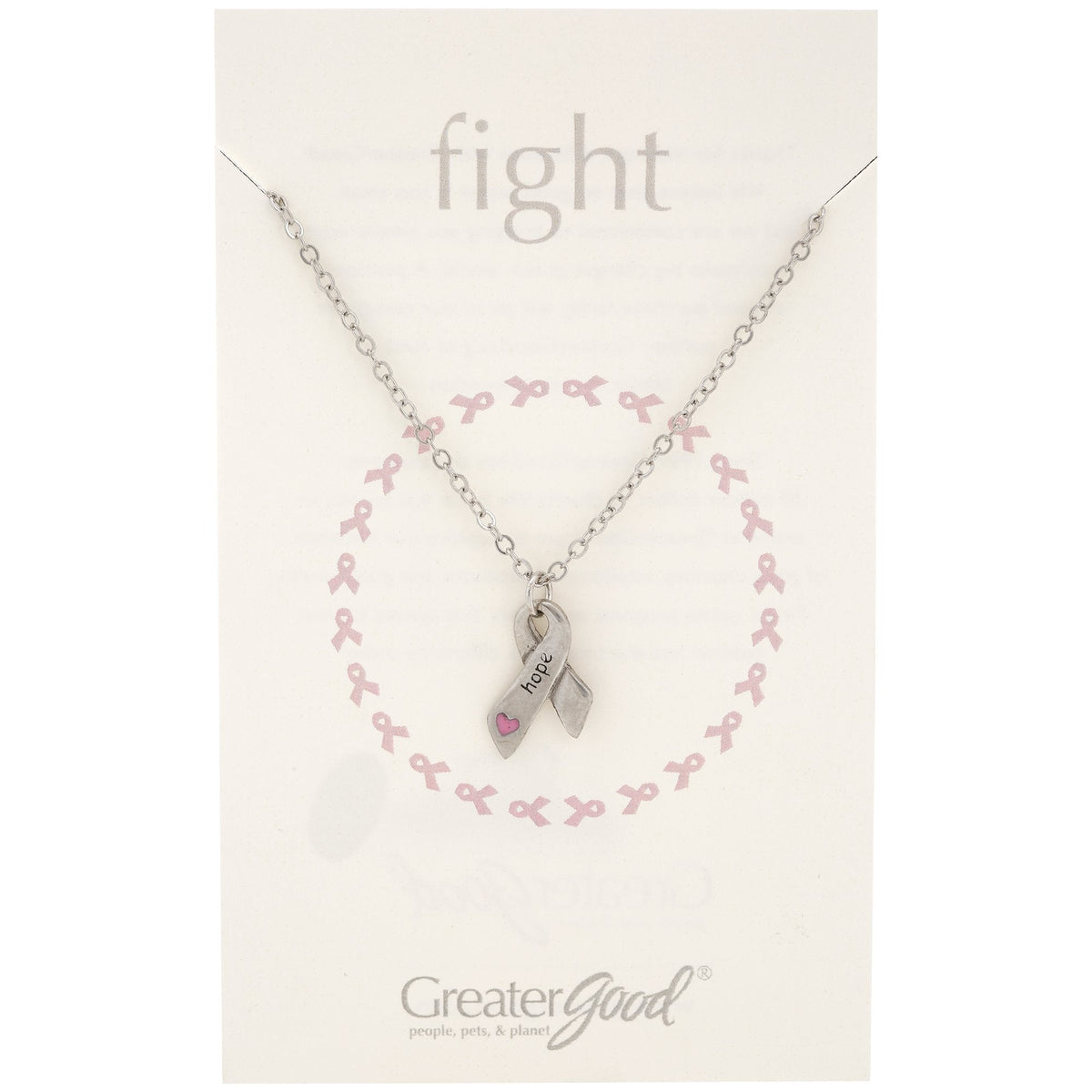 Heart & Hope Ribbon Pewter Necklace!