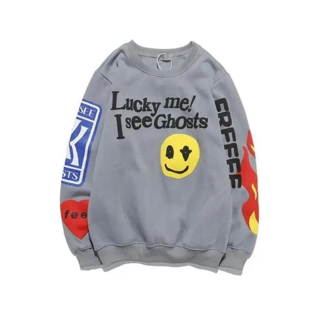 Hip-Hop Printed Sweatshirts Men  High Pullovers Couple Street Casual Sweatshirts Letter Print Men Women Sweatshirt Stylish Printed Cool Design Warm Winter Sweatshirt For Men Women