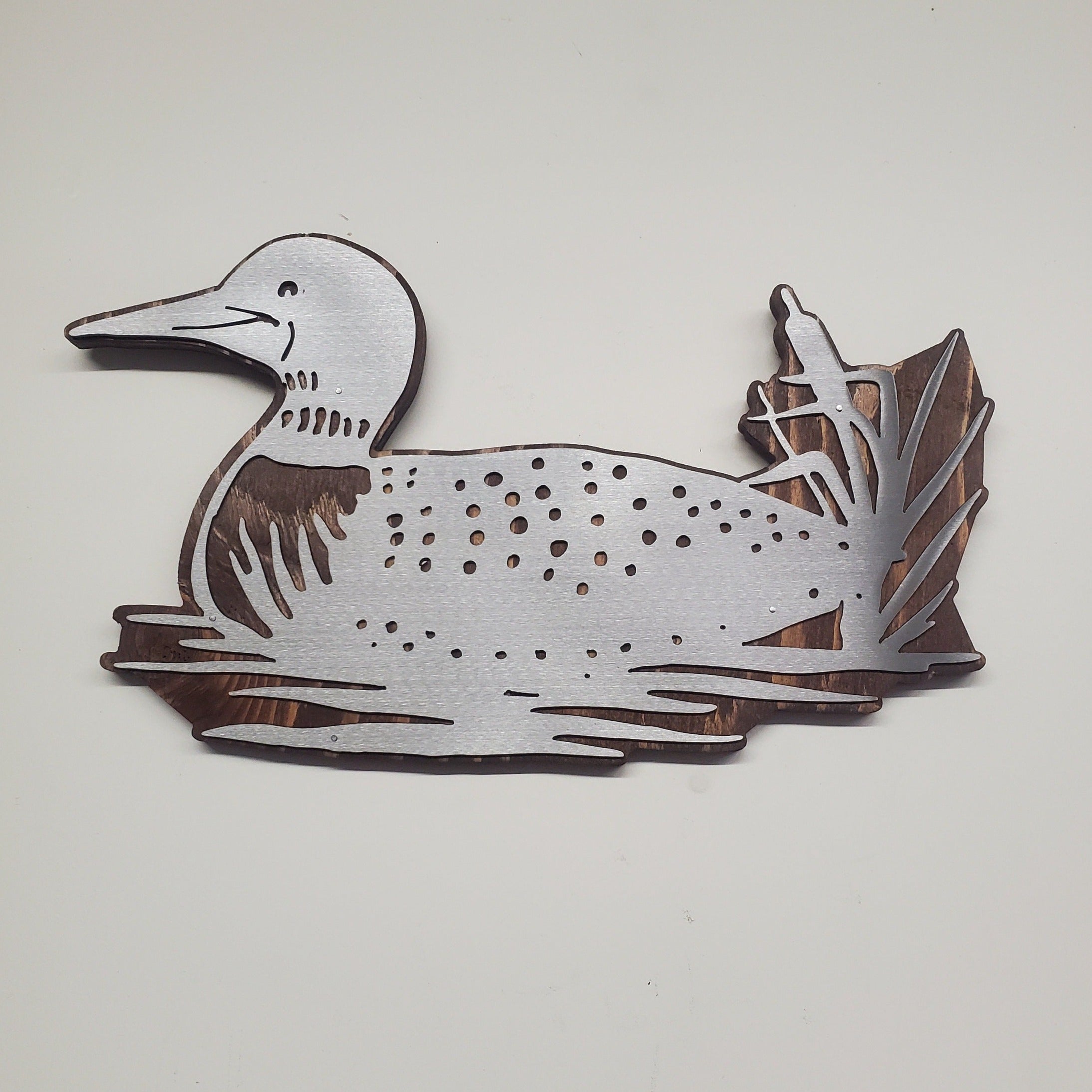 Common Loon Metal Wall Art on Rustic Wood