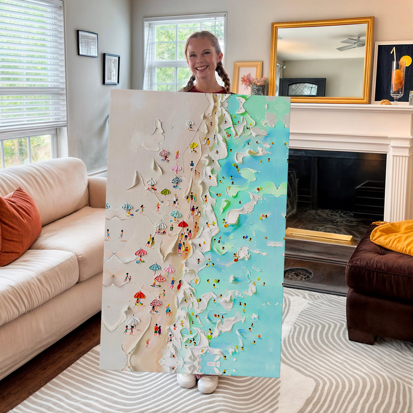 Beachfront coastal wall art canvas by Tailored Canvases featuring a serene seaside landscape for home decor.