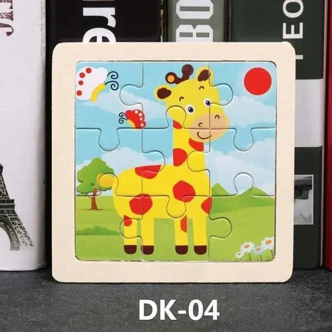 Kids Puzzle Toy Animals and Vehicle Wooden Puzzles Jigsaw Baby Educational Learning Toys for Children Gift
