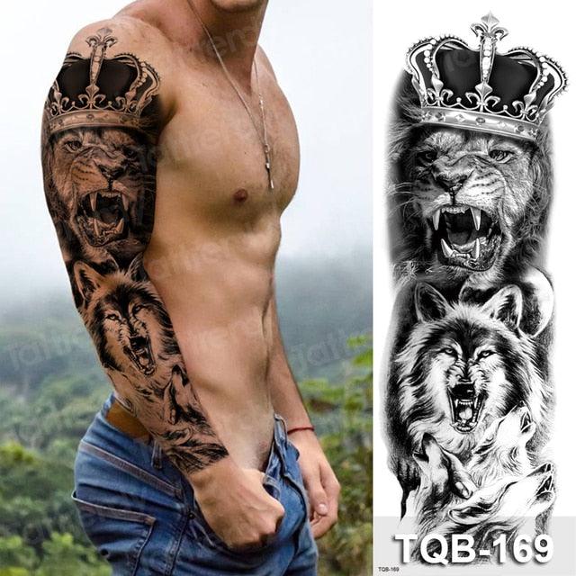 Large Black Temporary Tattoo Waterproof Luxury Big Tattoo For Body Arm Legs Modern Design