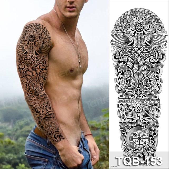Large Black Temporary Tattoo Waterproof Luxury Big Tattoo For Body Arm Legs Modern Design