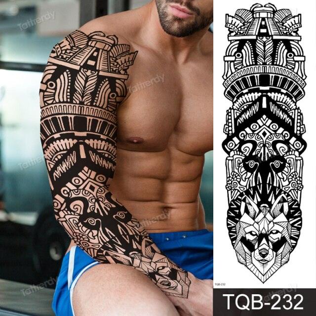 Large Black Temporary Tattoo Waterproof Luxury Big Tattoo For Body Arm Legs Modern Design