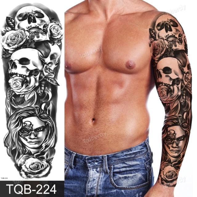 Large Black Temporary Tattoo Waterproof Luxury Big Tattoo For Body Arm Legs Modern Design