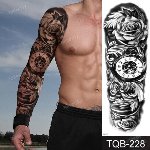 Large Black Temporary Tattoo Waterproof Luxury Big Tattoo For Body Arm Legs Modern Design