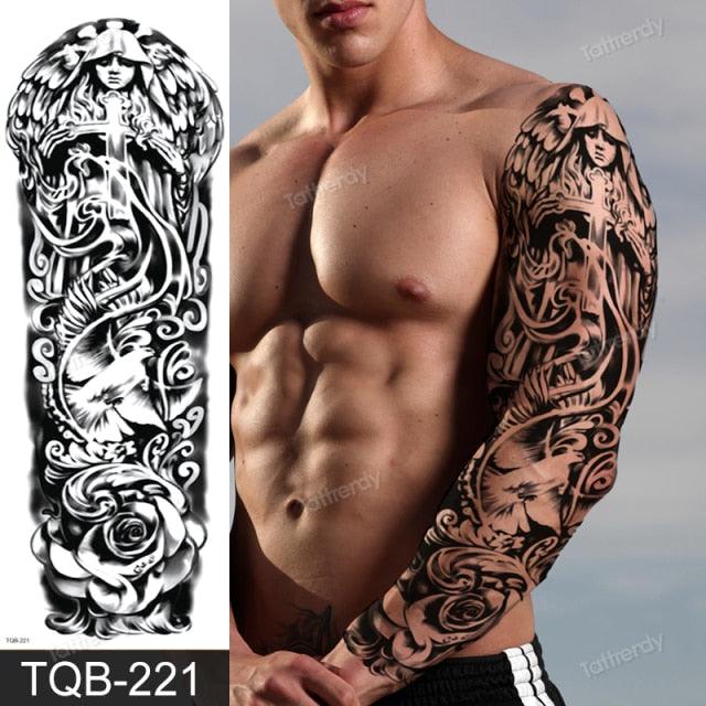 Large Black Temporary Tattoo Waterproof Luxury Big Tattoo For Body Arm Legs Modern Design