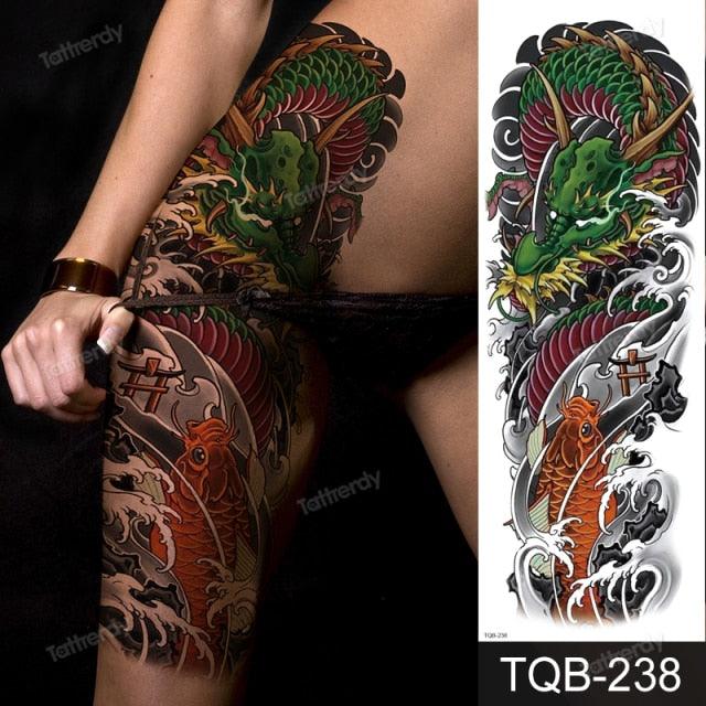 Large Black Temporary Tattoo Waterproof Luxury Big Tattoo For Body Arm Legs Modern Design