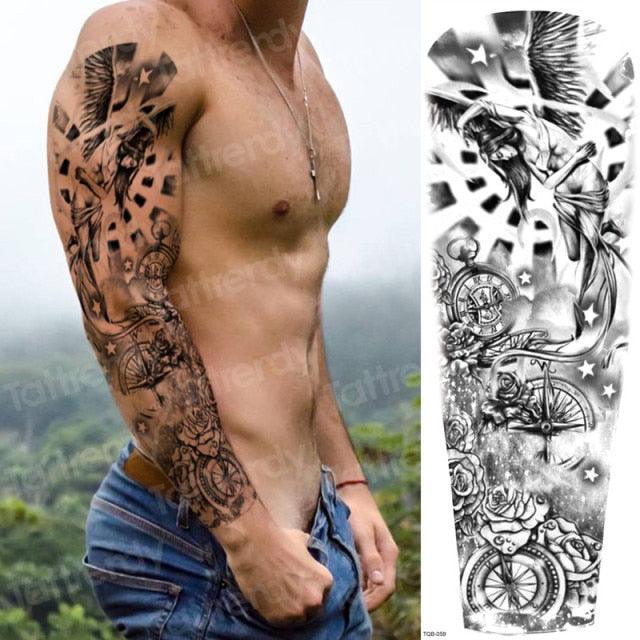 Large Black Temporary Tattoo Waterproof Luxury Big Tattoo For Body Arm Legs Modern Design