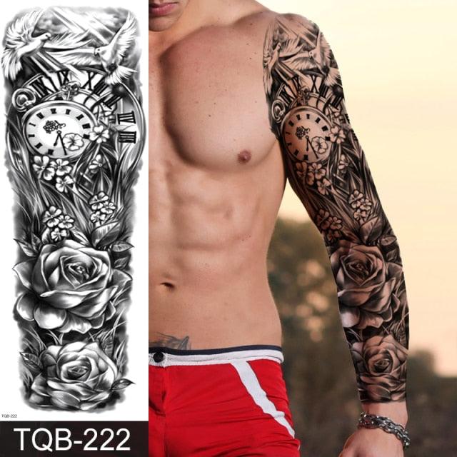 Large Black Temporary Tattoo Waterproof Luxury Big Tattoo For Body Arm Legs Modern Design