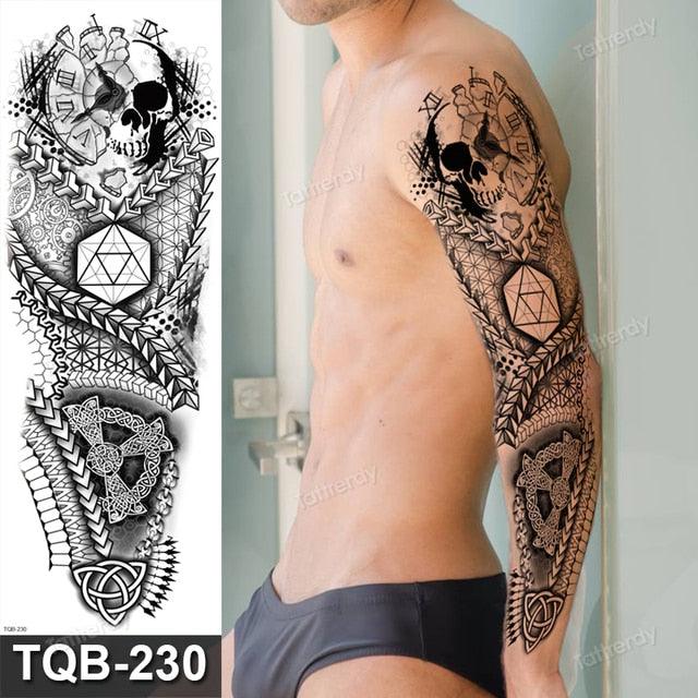 Large Black Temporary Tattoo Waterproof Luxury Big Tattoo For Body Arm Legs Modern Design