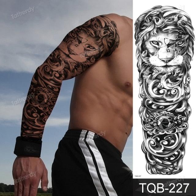 Large Black Temporary Tattoo Waterproof Luxury Big Tattoo For Body Arm Legs Modern Design