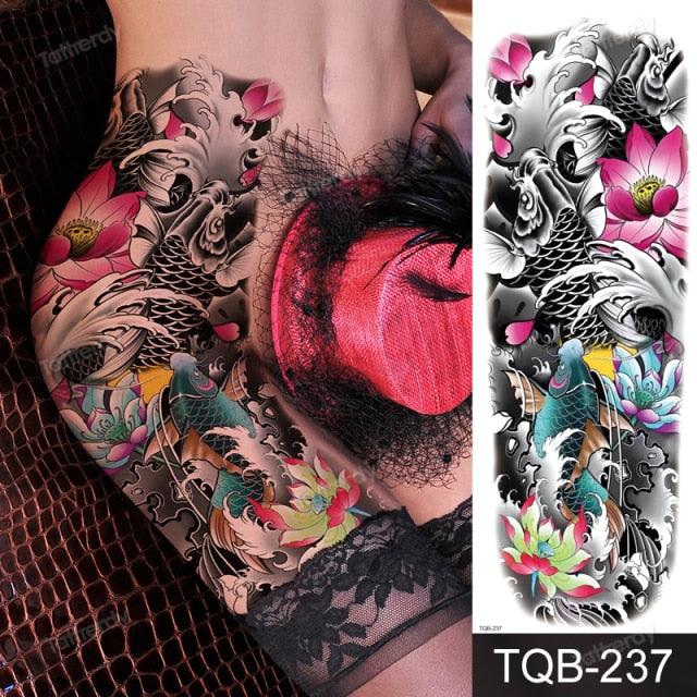 Large Black Temporary Tattoo Waterproof Luxury Big Tattoo For Body Arm Legs Modern Design