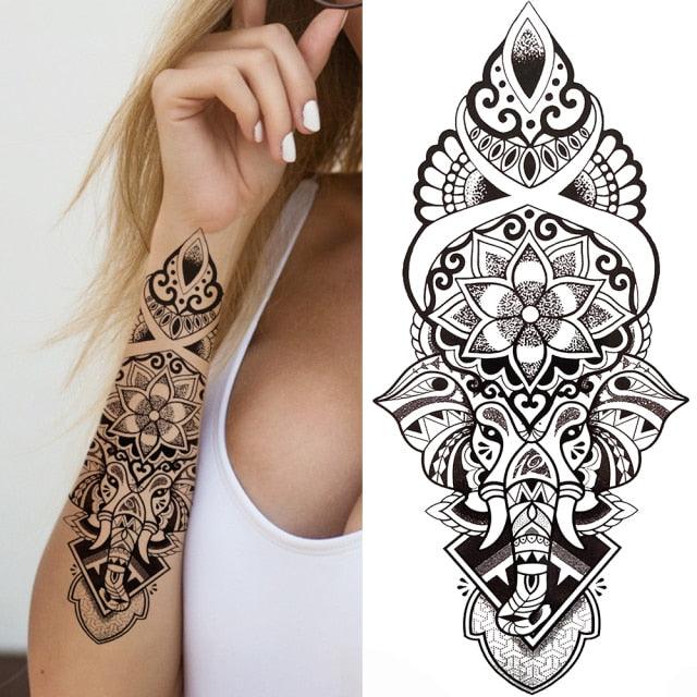 Large Wolf Tiger Black Tattoo Sticker Evil Death Temporary Tattoo Waterproof Big Tattoo Stickers For Mens Womens