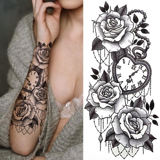 Large Wolf Tiger Black Tattoo Sticker Evil Death Temporary Tattoo Waterproof Big Tattoo Stickers For Mens Womens