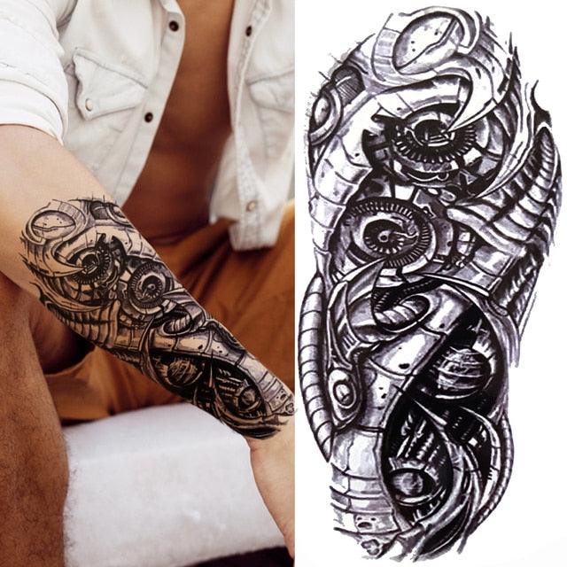 Large Wolf Tiger Black Tattoo Sticker Evil Death Temporary Tattoo Waterproof Big Tattoo Stickers For Mens Womens