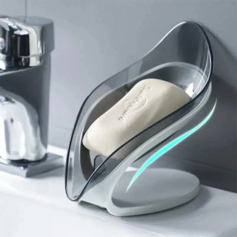 Leaf Shape Soap Box Creative Drain Soap Holder Bathroom Soap Holder Free Perforated Soap Dish For Bathroom Suction Cup Soap Dish Soap Dish with Draining Tray Soap Holder Saver for Shower Bathroom Keep Soap Bars Dry Clean