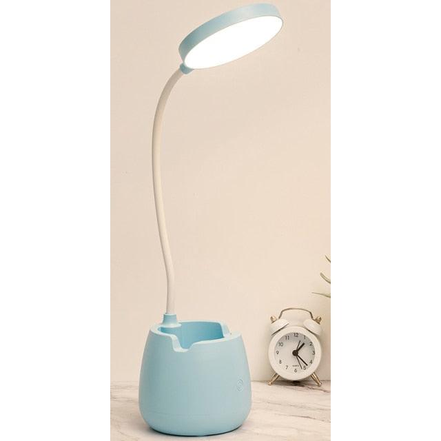LED Table Lamp With Pen Holder Touch Dimmable Flexo Desk Lamp USB Rechargeable Eye Protection Bedside Learning Reading Lamp Decorative Table Lamp Cute Study Lamps for Bedroom Décor
