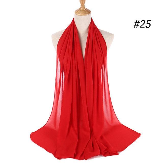 Long Lightweight Soft Solid Color Chiffon Scarfs Muslim Headscarf Hijab Scarf Shawls Wraps Hijab For Women 70*180cm