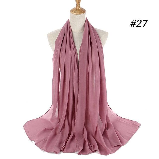Long Lightweight Soft Solid Color Chiffon Scarfs Muslim Headscarf Hijab Scarf Shawls Wraps Hijab For Women 70*180cm