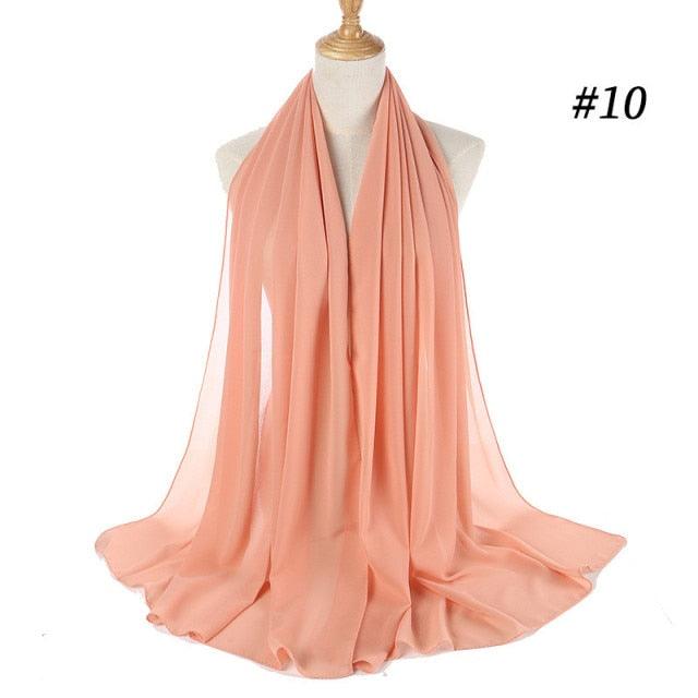 Long Lightweight Soft Solid Color Chiffon Scarfs Muslim Headscarf Hijab Scarf Shawls Wraps Hijab For Women 70*180cm