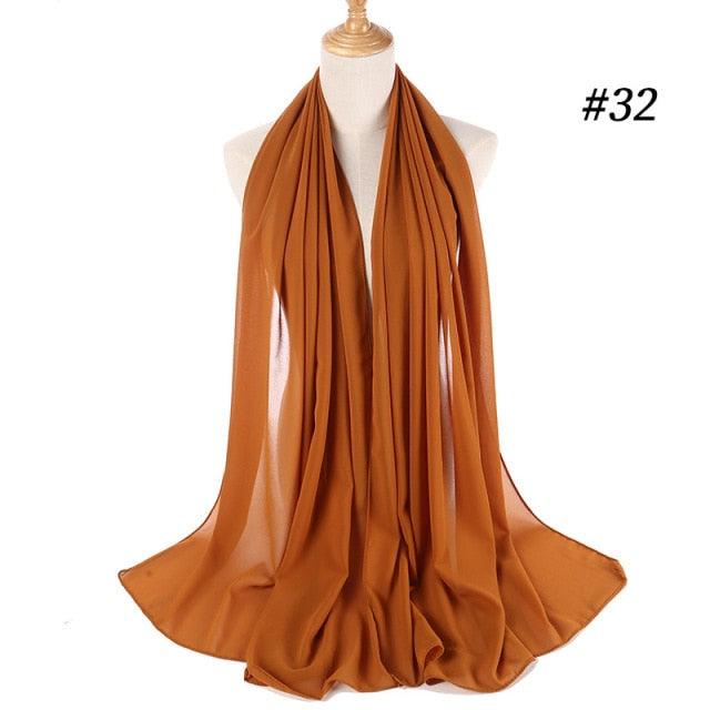 Long Lightweight Soft Solid Color Chiffon Scarfs Muslim Headscarf Hijab Scarf Shawls Wraps Hijab For Women 70*180cm
