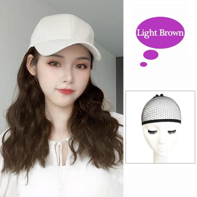 Long Synthetic Baseball Cap Hair Wig Natural Black Cap Hair Extensions Natural Corn Whisker wig Wave Wigs Hat Wig Adjustable Wigs For Black Women Cosplay Wigs For Women