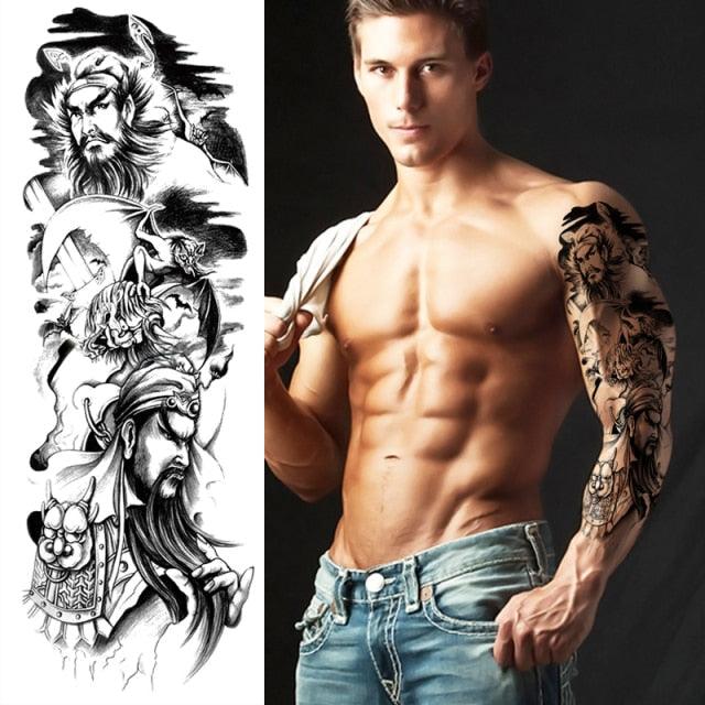 Luxury Black Temporary Tattoo Waterproof Big Lion Tattoo For Body Arm Legs Modern Large Design