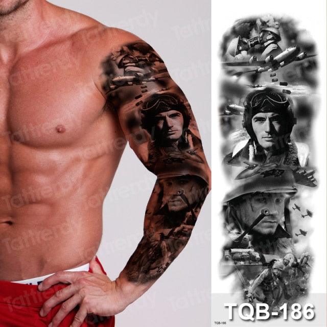 Luxury Black Temporary Tattoo Waterproof Big Lion Tattoo For Body Arm Legs Modern Large Design
