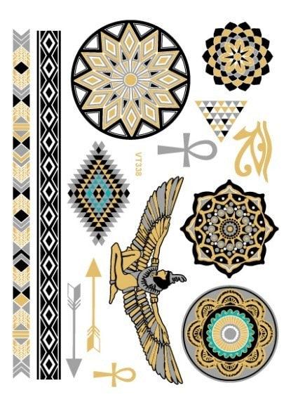 Luxury Metallic Temporary Tattoo Gold Silver Flower Sticker Long Lasting Gold Design For Womens