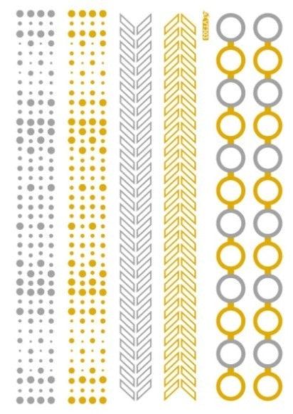 Luxury Metallic Temporary Tattoo Gold Silver Flower Sticker Long Lasting Gold Design For Womens