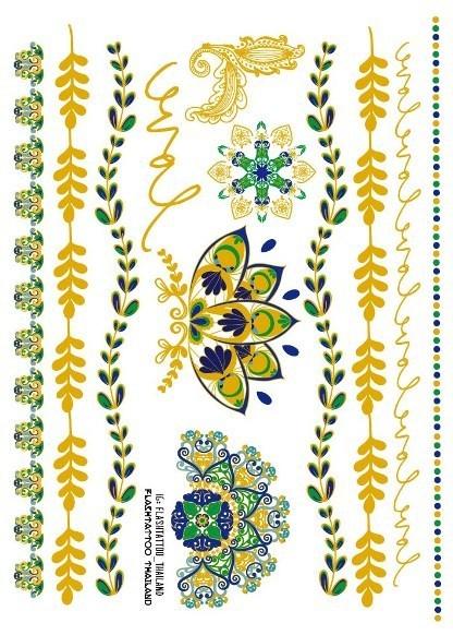 Luxury Metallic Temporary Tattoo Gold Silver Flower Sticker Long Lasting Gold Design For Womens
