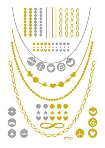 Luxury Metallic Temporary Tattoo Gold Silver Flower Sticker Long Lasting Gold Design For Womens