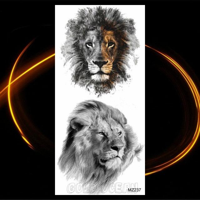 Luxury Tiger Temporary Tattoos Fox Wolf Fake Tattoo Sticker Realistic Black Animal Temporary Tattoo Stickers For Mens