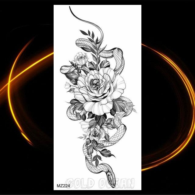 Luxury Tiger Temporary Tattoos Fox Wolf Fake Tattoo Sticker Realistic Black Animal Temporary Tattoo Stickers For Mens