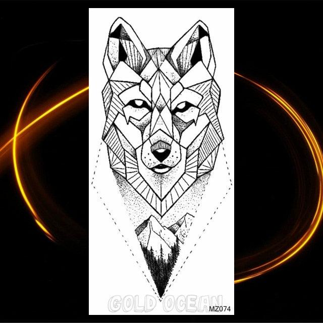 Luxury Tiger Temporary Tattoos Fox Wolf Fake Tattoo Sticker Realistic Black Animal Temporary Tattoo Stickers For Mens