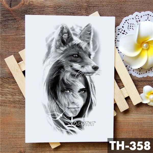 Luxury Waterproof Wolf Fox Temporary Watercolor Tattoo Sticker Modern 3D Animals Tattoos