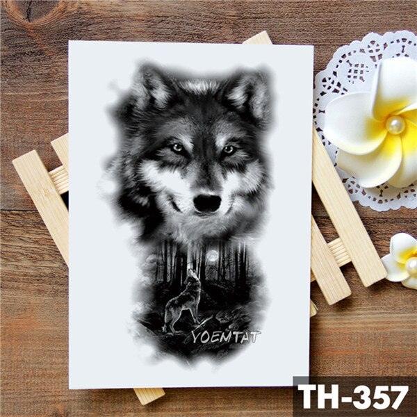 Luxury Waterproof Wolf Fox Temporary Watercolor Tattoo Sticker Modern 3D Animals Tattoos
