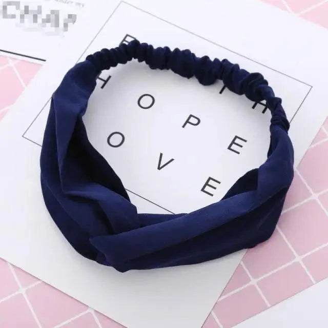 Luxury Women's Headband Vintage Cross Knot Elastic Hair Bands Soft Solid Hairband Girls Hair Accessories Floral Turban Bandanas Head Wrap