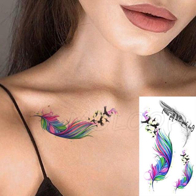 Luxury Womens Different Temporary Waterproof Tattoo Sticker Feather Dandelion Tattoos For Makeup Party