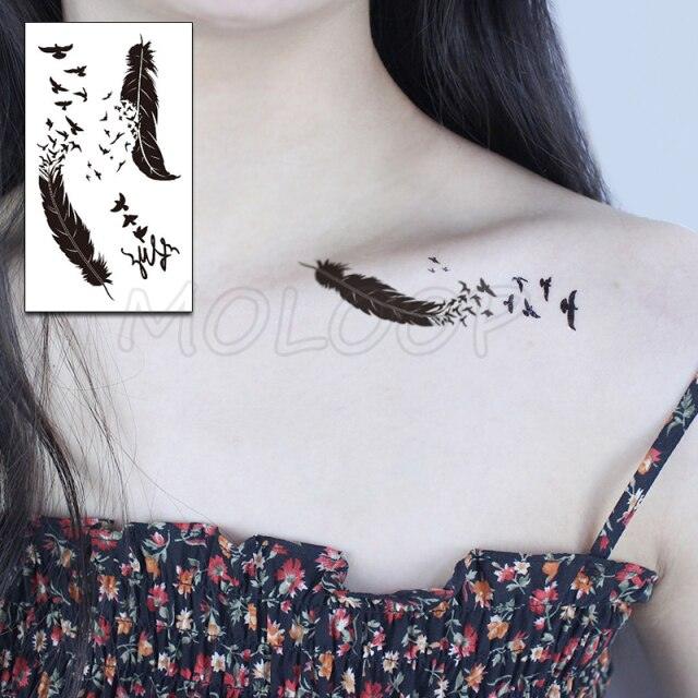 Luxury Womens Different Temporary Waterproof Tattoo Sticker Feather Dandelion Tattoos For Makeup Party