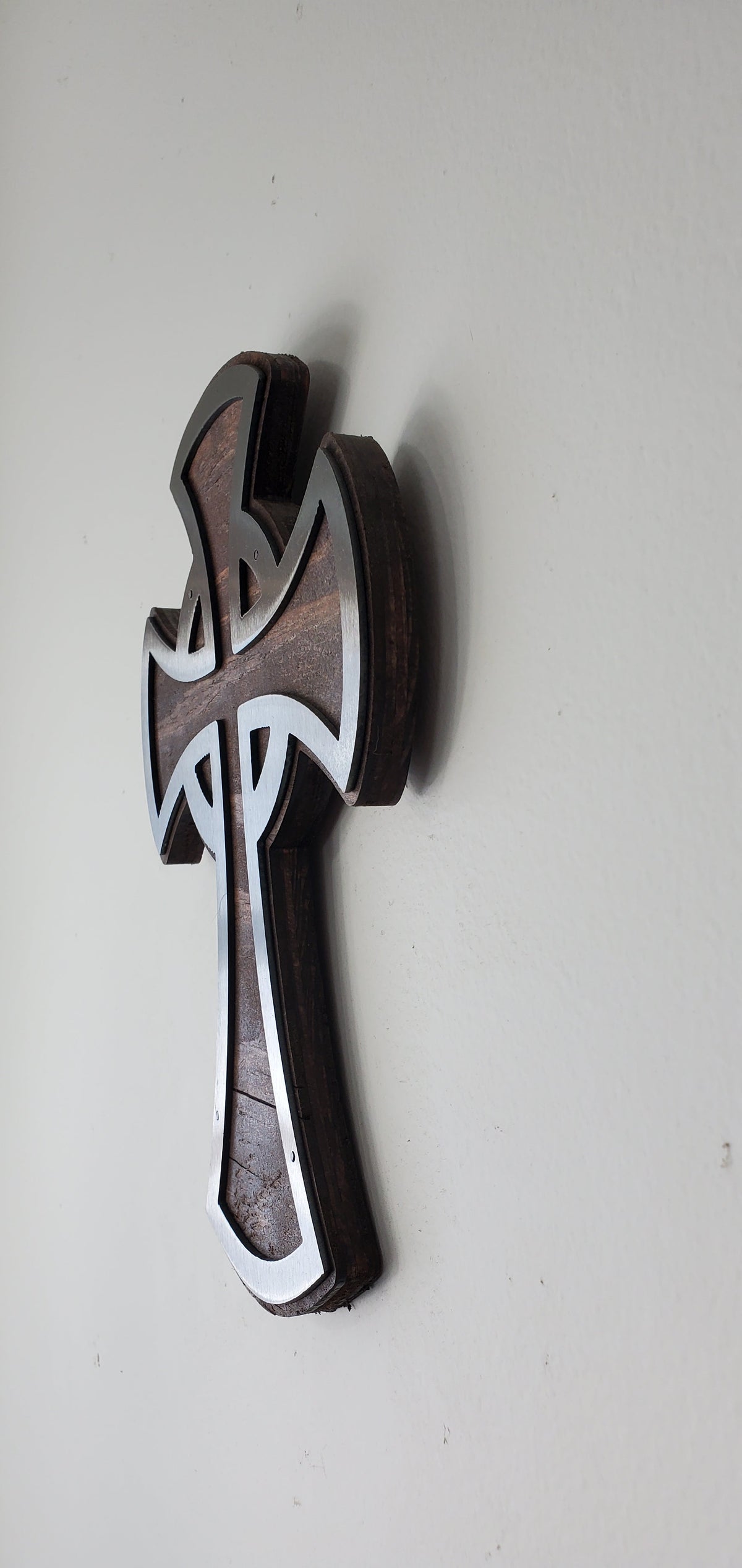 Celtic Cross metal art on wood Made in USA v3