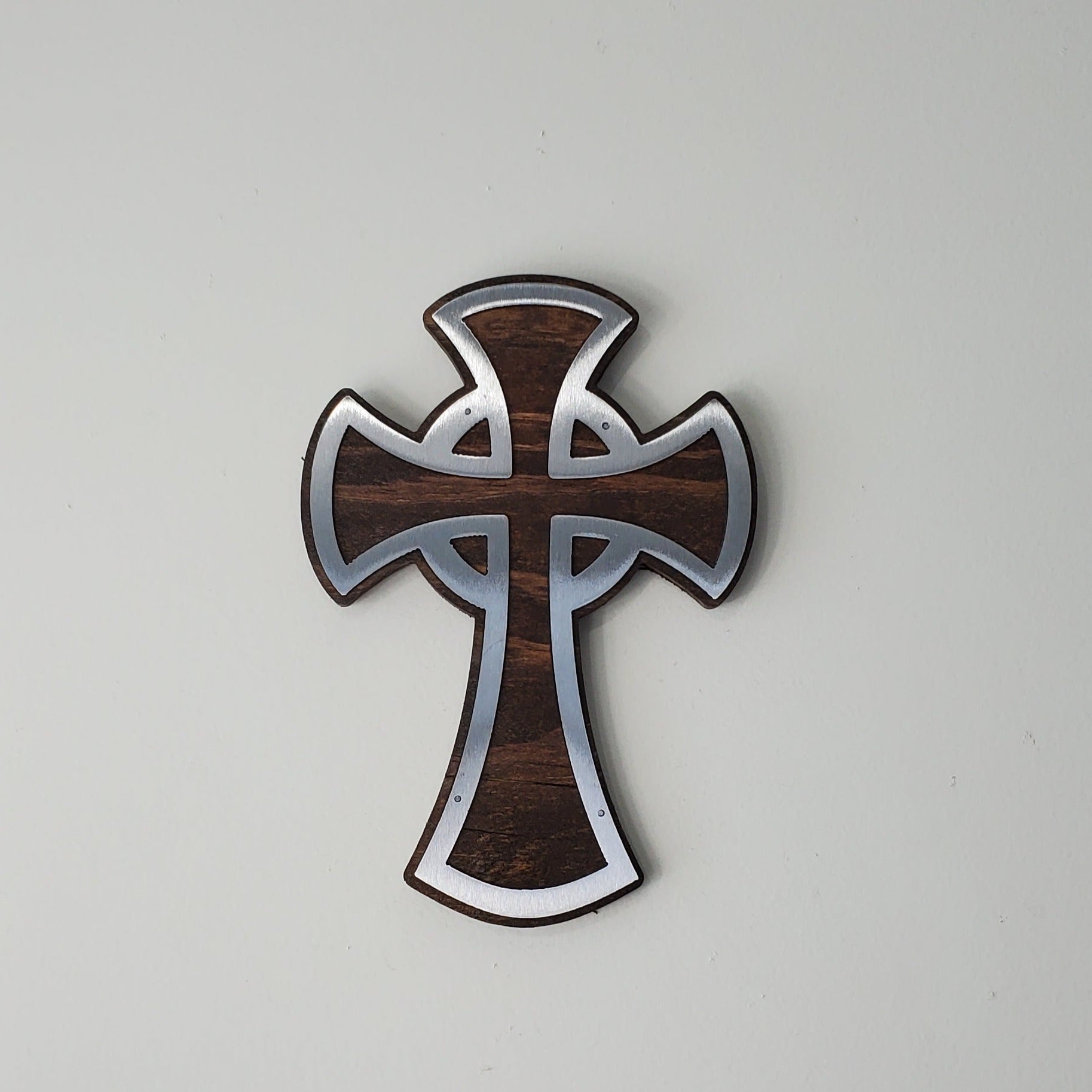 Celtic Cross metal art on wood Made in USA v3